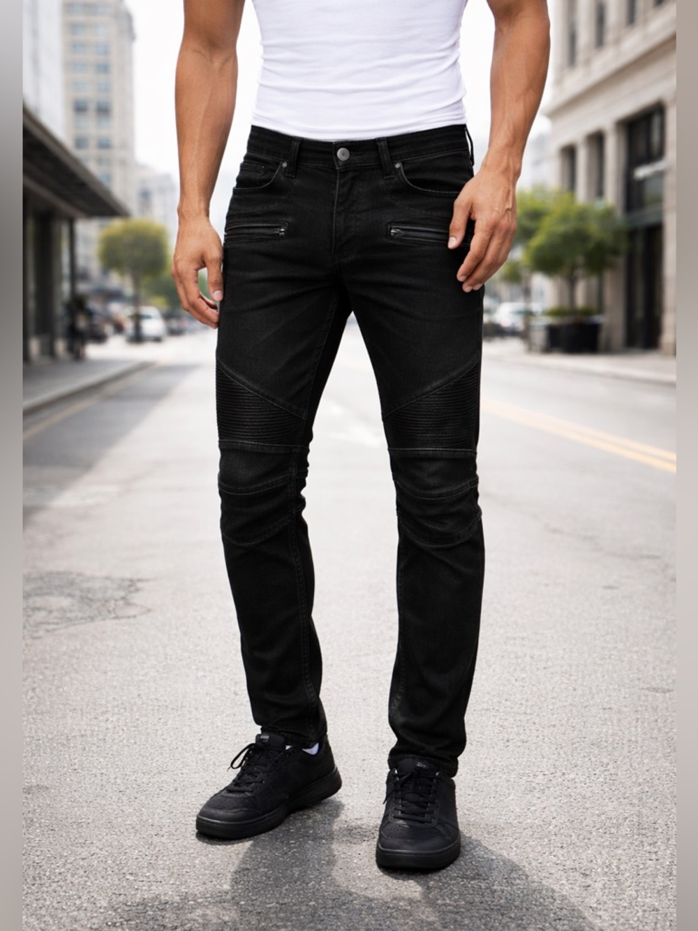 Hudson Blinder V2 Biker Moto Jeans in Black Colour